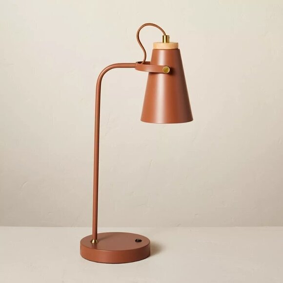 Hearth & Hand Magnolia 20" Metal Task Lamp with USB Port Terracotta Brown NIB - Picture 1 of 6